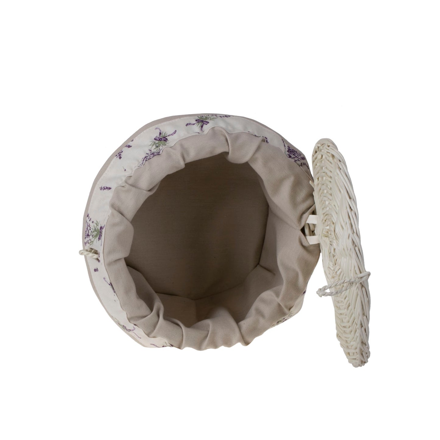 Wiloris pintinė papuošalų dėžutė su kreminiu apdailu, su dangteliu ir kaspinu TheWickerStories