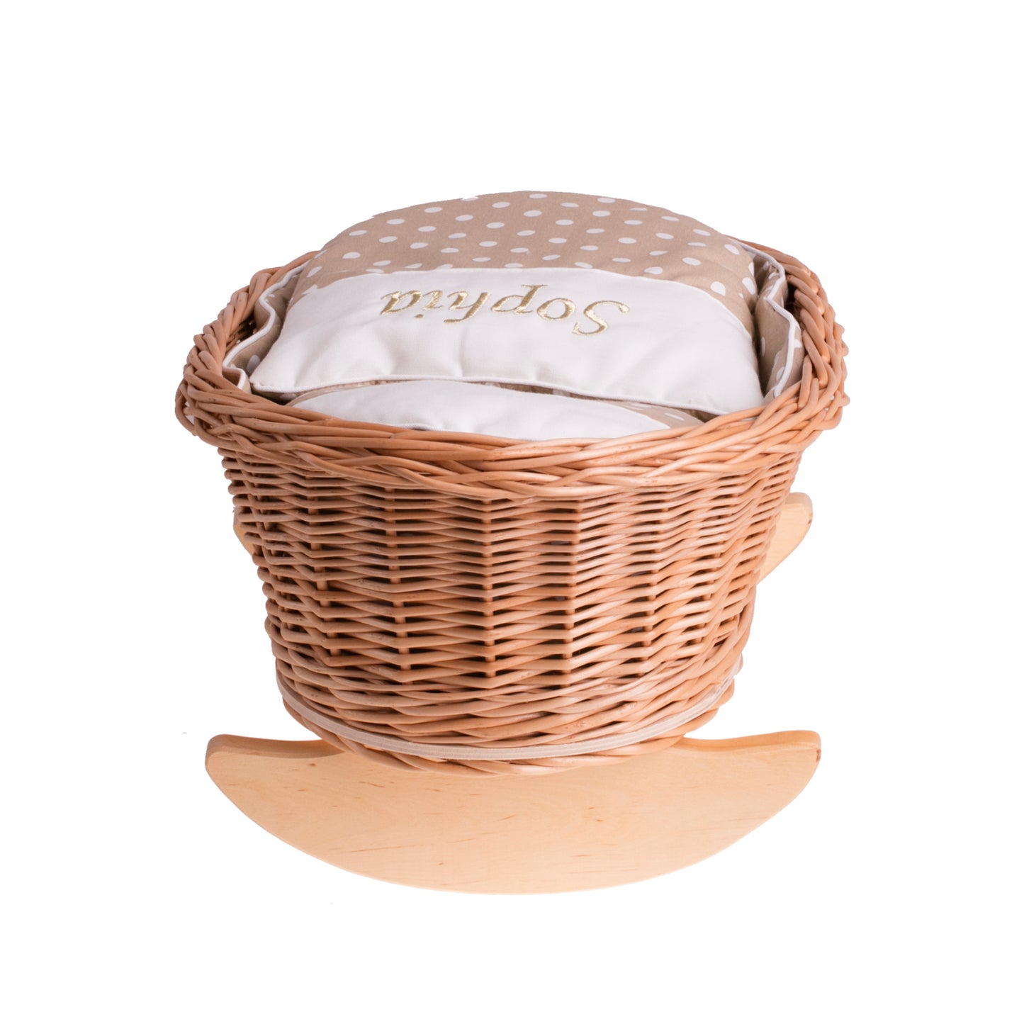 Mimi pletena zibelka za punčke s personalizacijo, bežna podloga, blazina in odeja