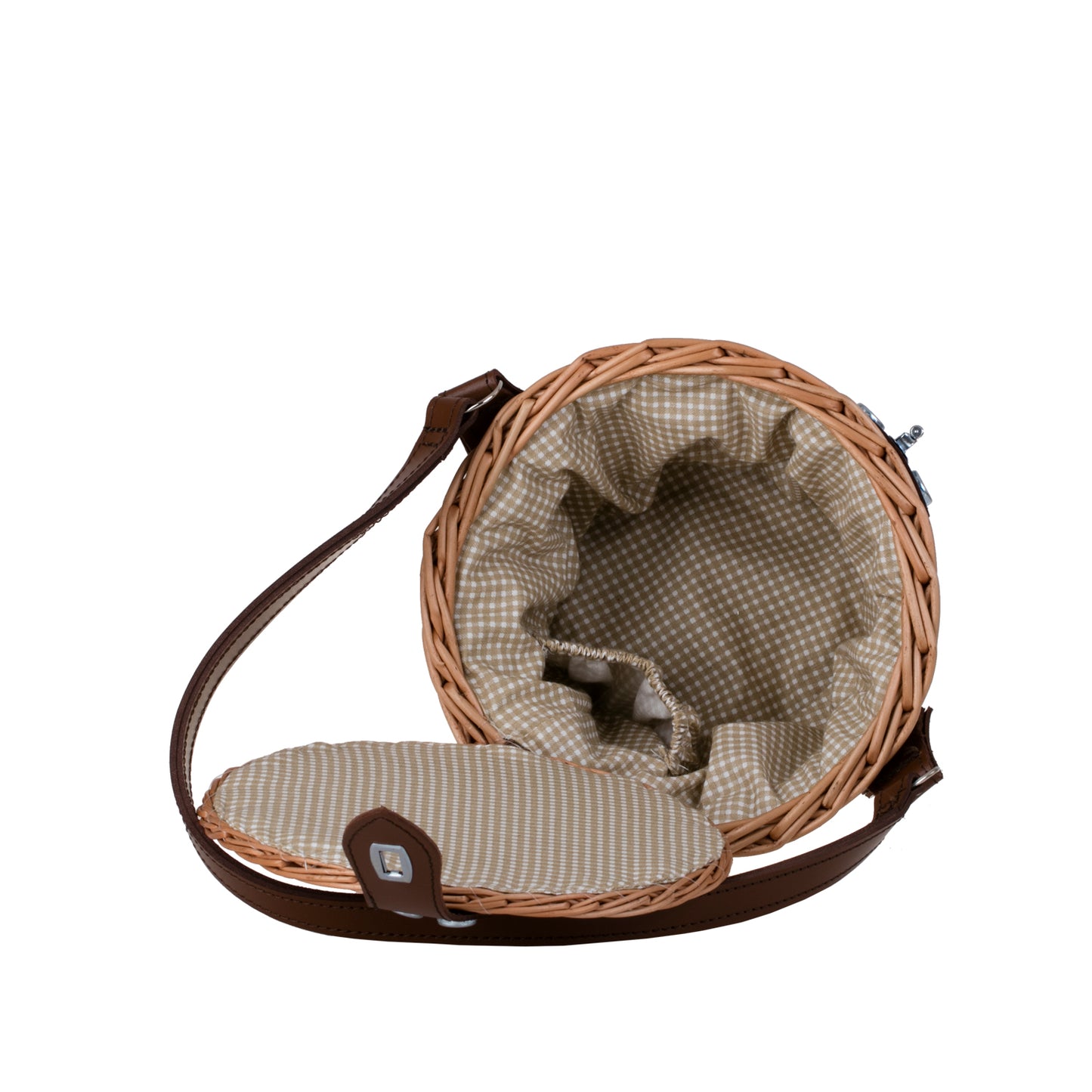 Rivora Geflochtene Weiden-Umhängetasche mit Deckel und Lederriemen TheWickerStories