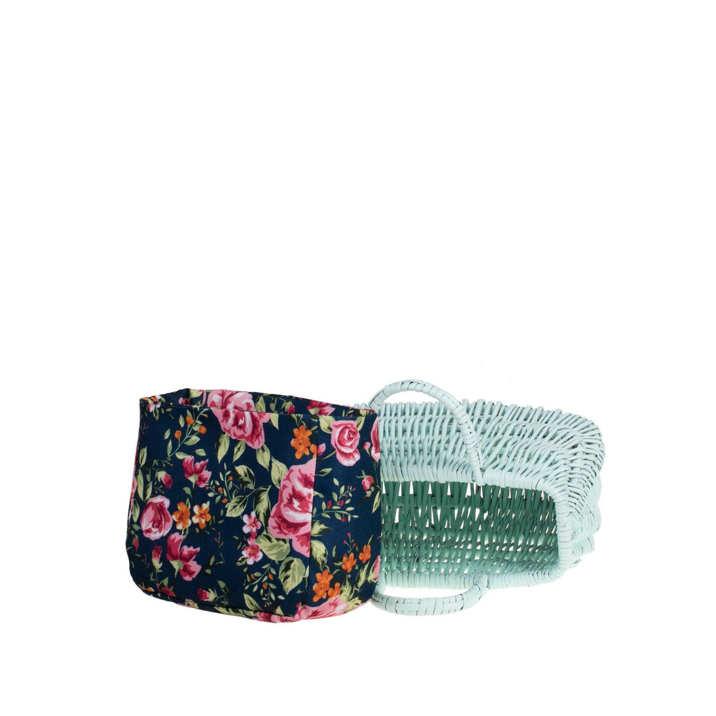 Werlissa Košara iz vrbovine za nakupovanje in plažo, z ročaji in temno modro obrobo TheWickerStories