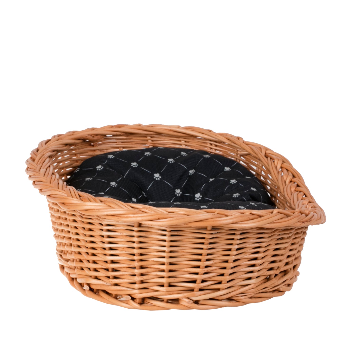 Ester wicker pet bed basket with black cushion