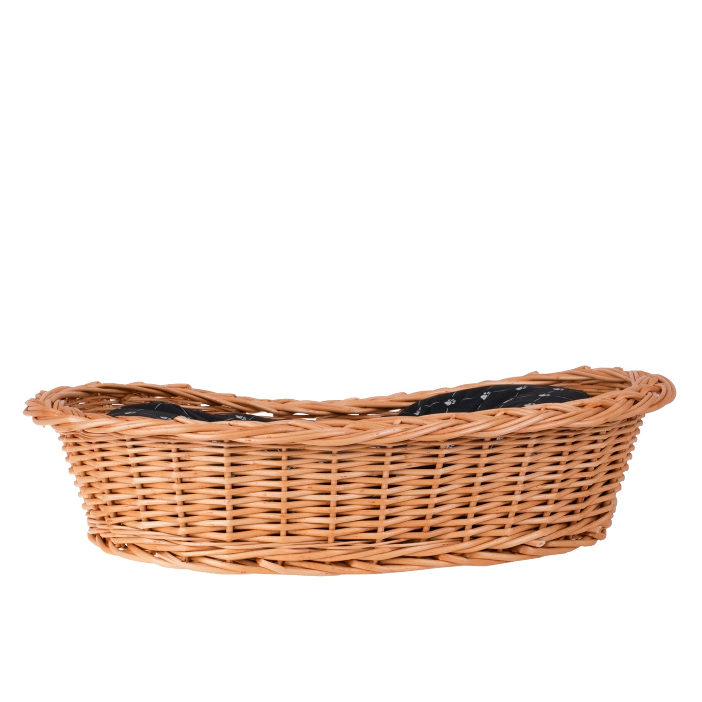Ester wicker pet bed basket with black cushion