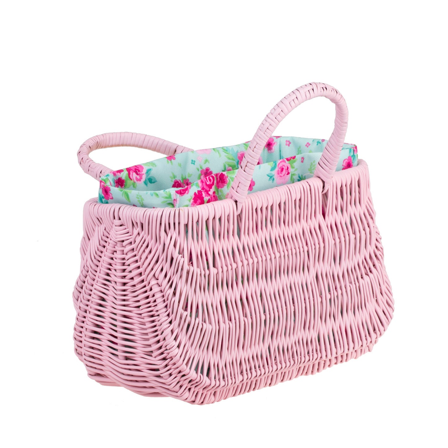 Werlissa rieten strandtas met mintkleurige bies en handvat