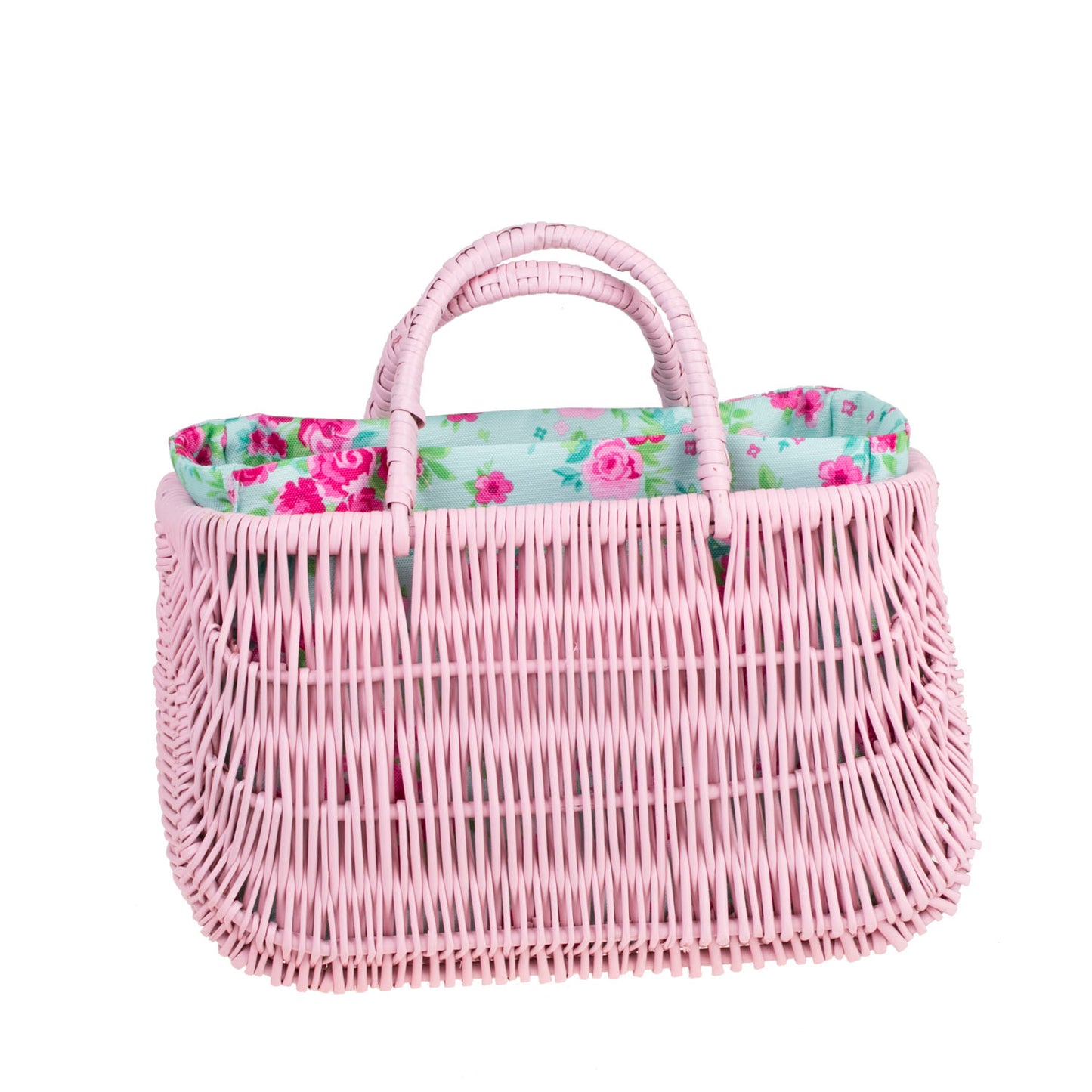 Werlissa rieten strandtas met mintkleurige bies en handvat