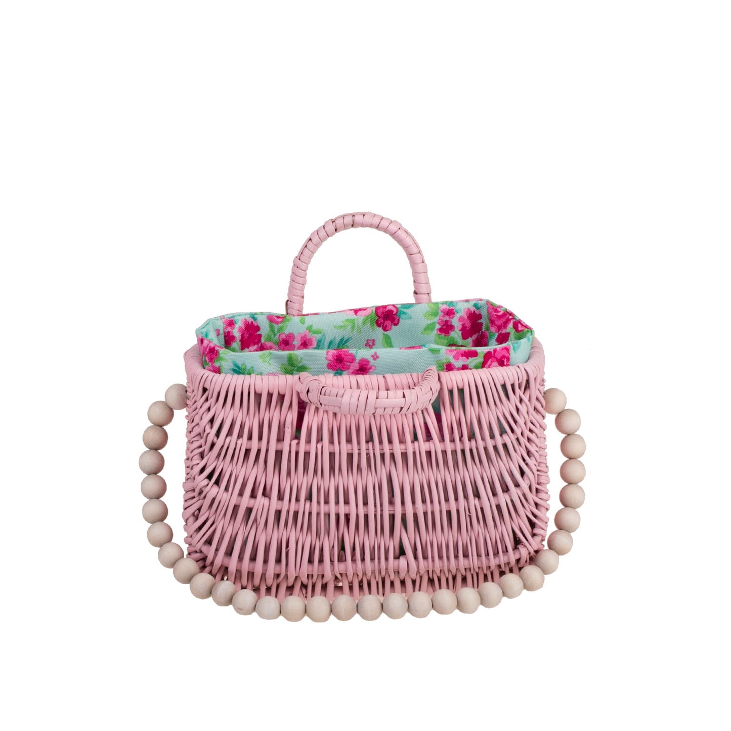 Werlissa Sac panier en osier pour femme, garniture couleur menthe, avec anse et perles décoratives TheWickerStories