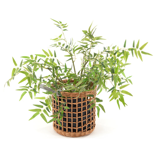 prútený kôš na skladovanie a prádlo s koženými rukoväťami