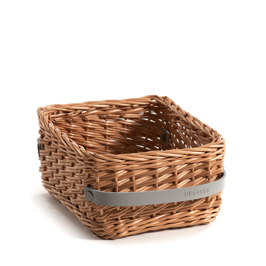 Desayer wicker basket for storing and serving bread, with two leather handles TheWickerStories