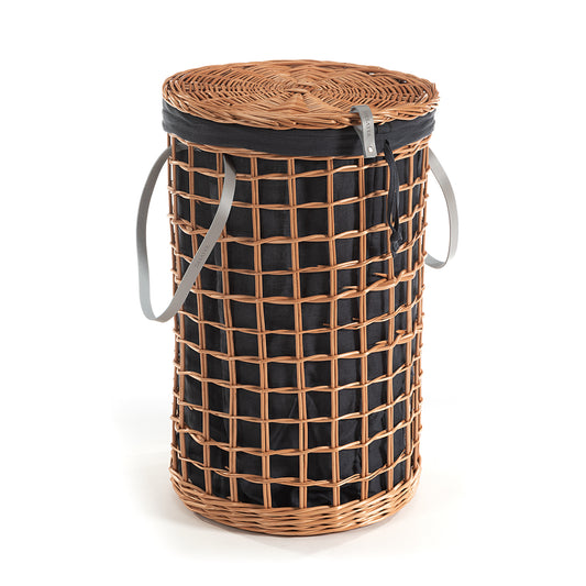 Desayer wicker laundry hamper with graphite trim, with lid and handles TheWickerStories