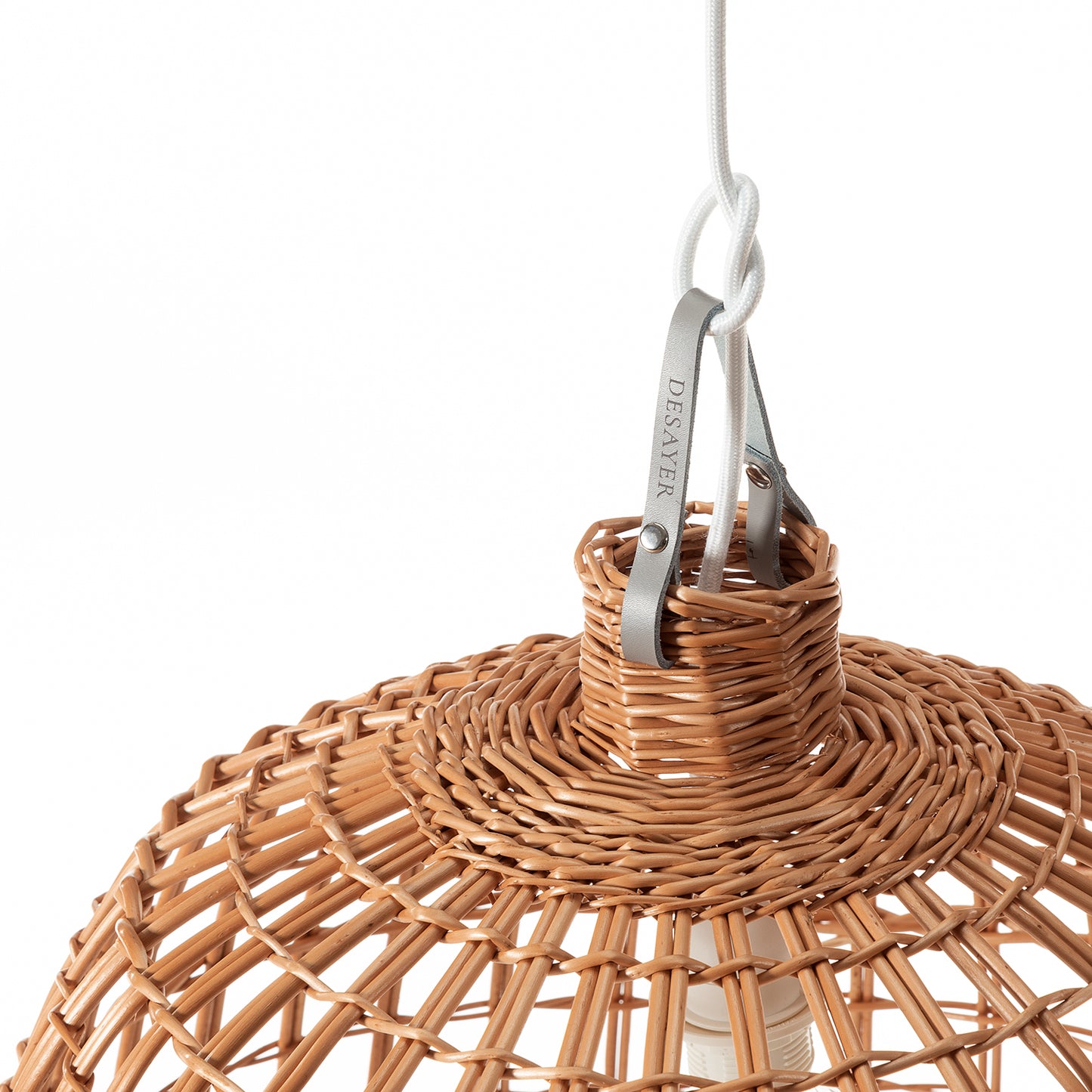 Cyris rieten lampenkap voor hanglamp, handgevlochten, met handvat