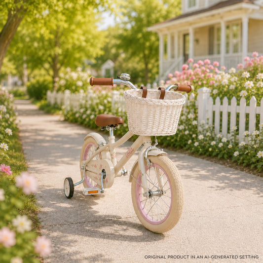 Paulus wicker kids' bike basket, small bicycle basket with leather straps TheWickerStories