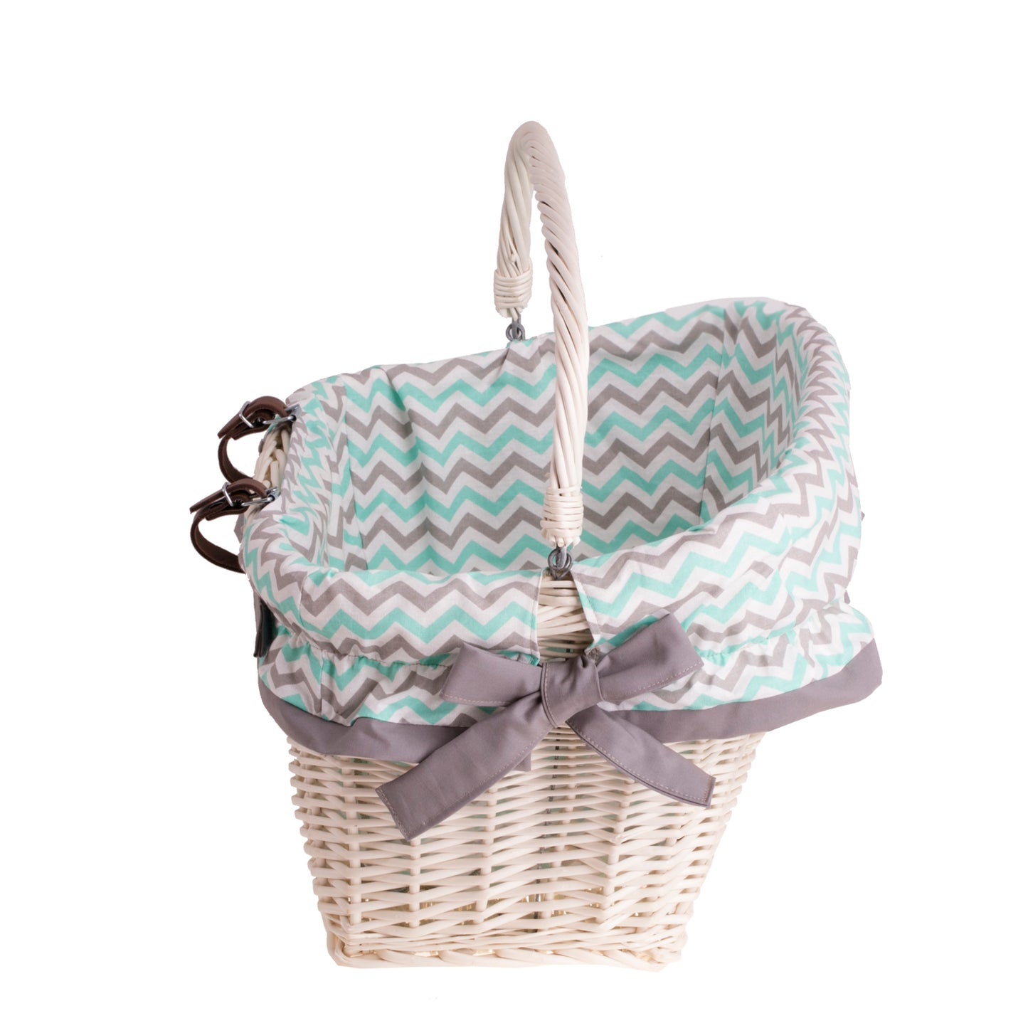 Magnus ψάθινο καλάθι ποδηλάτου με επένδυση στο τιμόνι και λουριά TheWickerStories