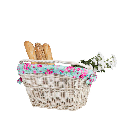 Magnus wicker bike basket with trim and mounting straps TheWickerStories