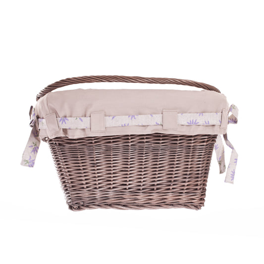 Marinus ψάθινο καλάθι για ποδήλατο με μπεζ επένδυση και ιμάντες στερέωσης TheWickerStories