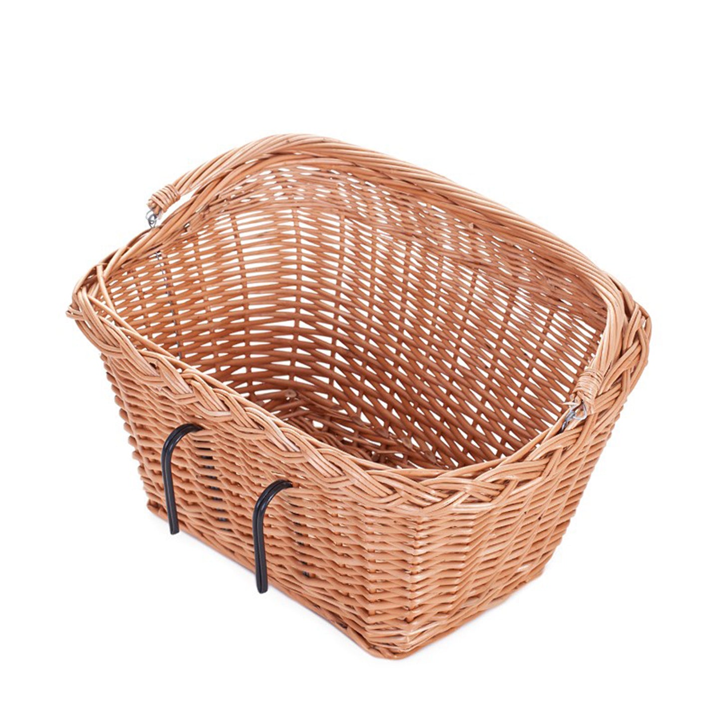 Marinus wicker bike handlebar basket with handle and hooks TheWickerStories
