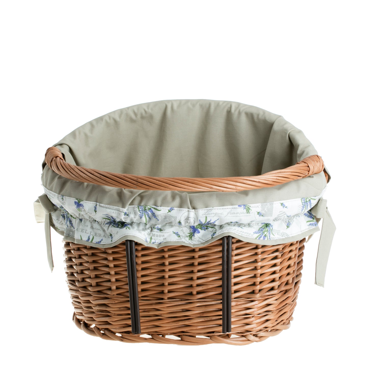 Maxian panier en osier pour vélo avec doublure beige, poignée et fixation pour guidon