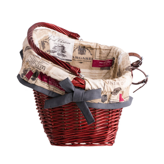 Magnus wicker bike basket with cream trim, handle and leather straps TheWickerStories