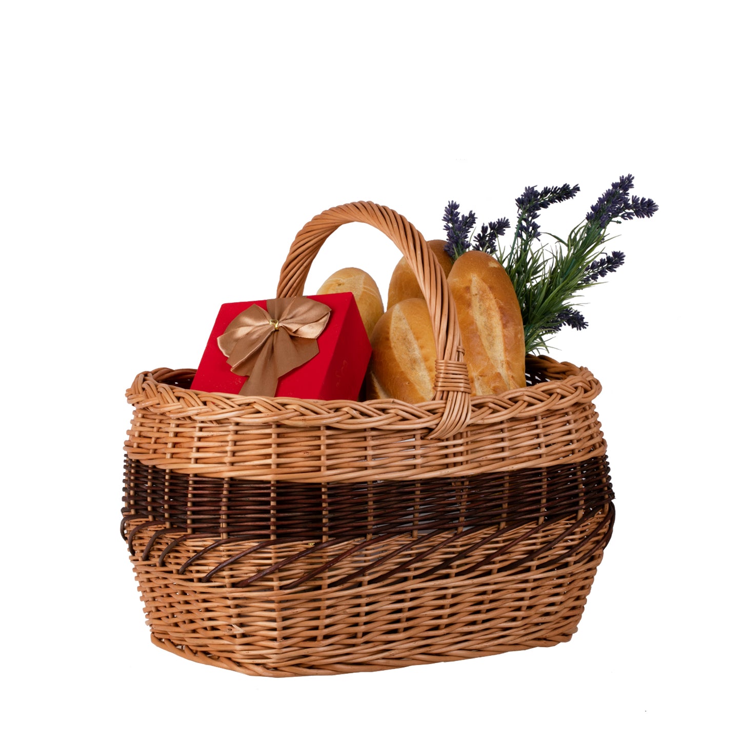 Walburga boodschappentas met rieten handvat