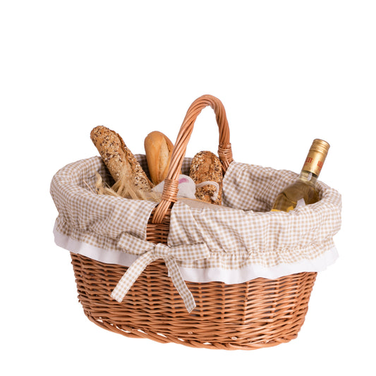 Walerissa καλάθι αγορών με πλεγμένη λαβή και μπεζ περιθώριο TheWickerStories