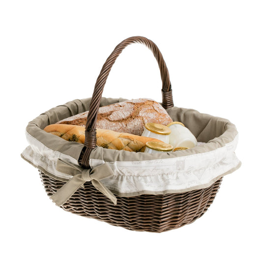 Wilhelmina cestino per la spesa con manico in vimini e rifinitura beige TheWickerStories