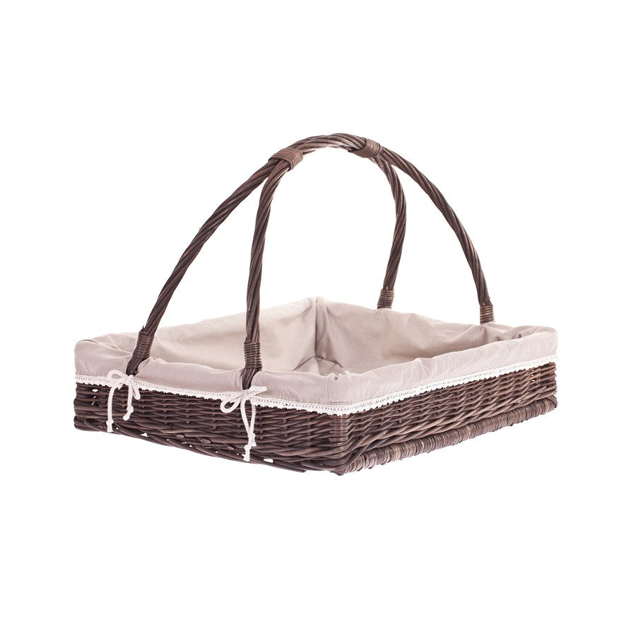 Allium Panier en osier pour le service, garni d'une bordure crème et muni d'une anse TheWickerStories