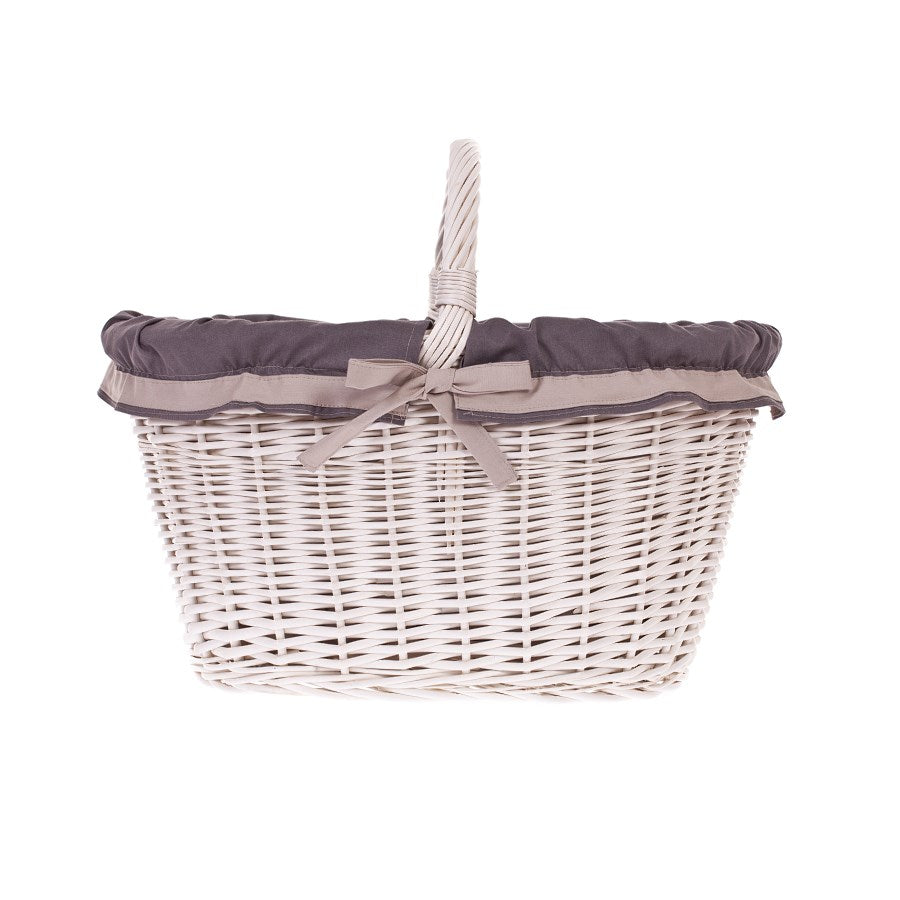 Walerissa panier de courses avec poignée en osier et doublure grise