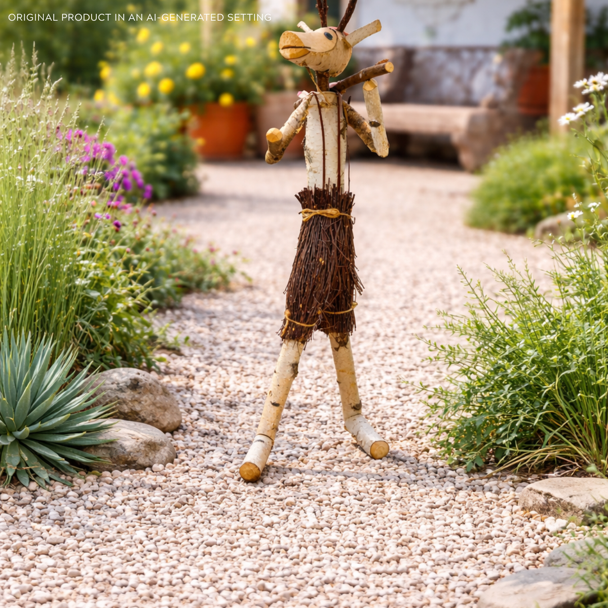 Lignum wooden decorative figurine made from birch for the garden TheWickerStories