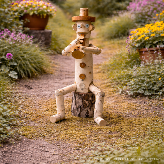 wooden decorative figurine made of birch for the garden