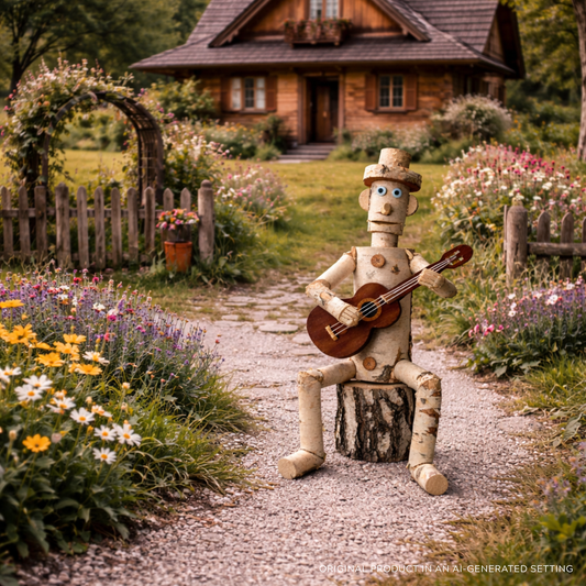 wooden decorative figurine made of birch for the garden