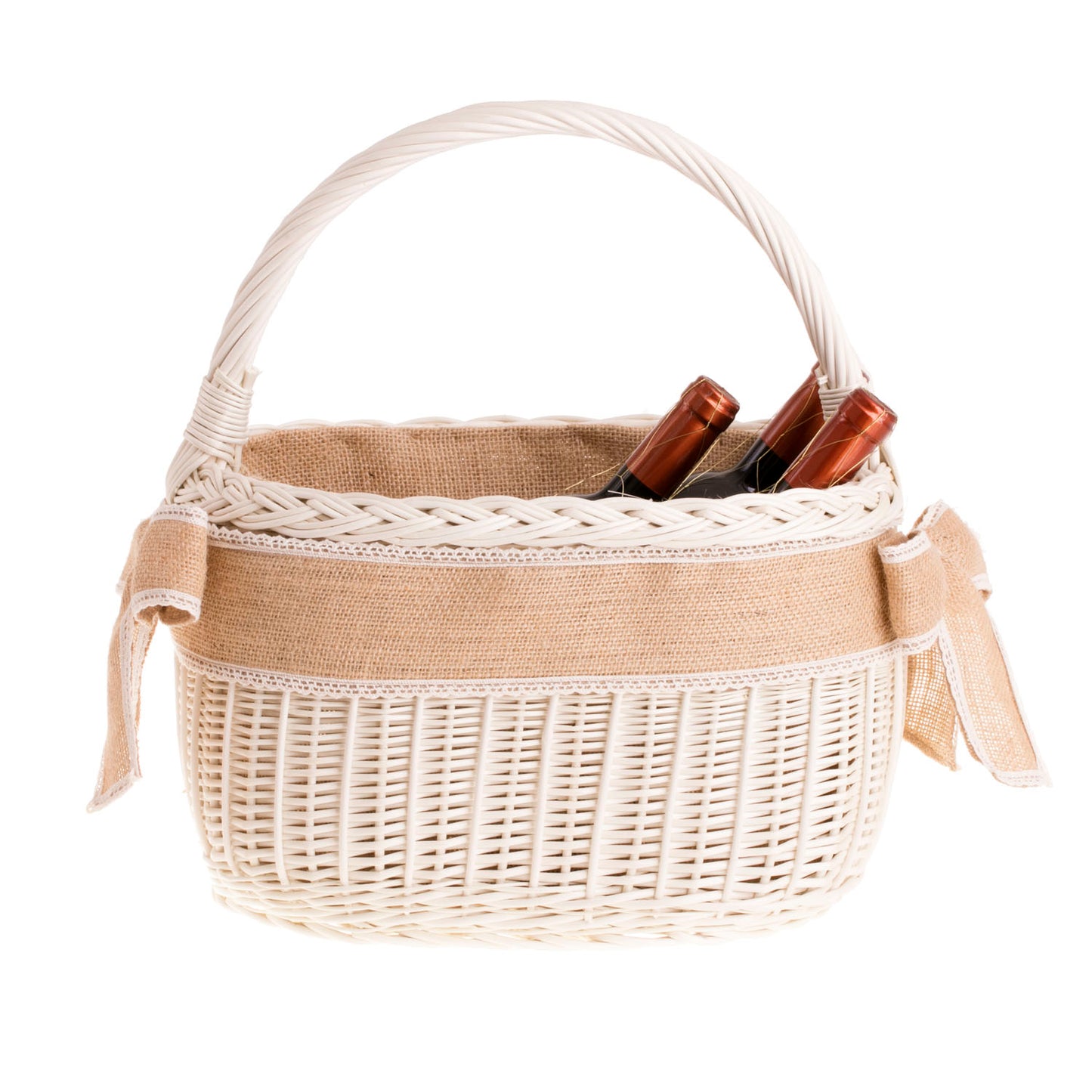 Wictorissa panier de courses avec anse en osier et doublure en jute