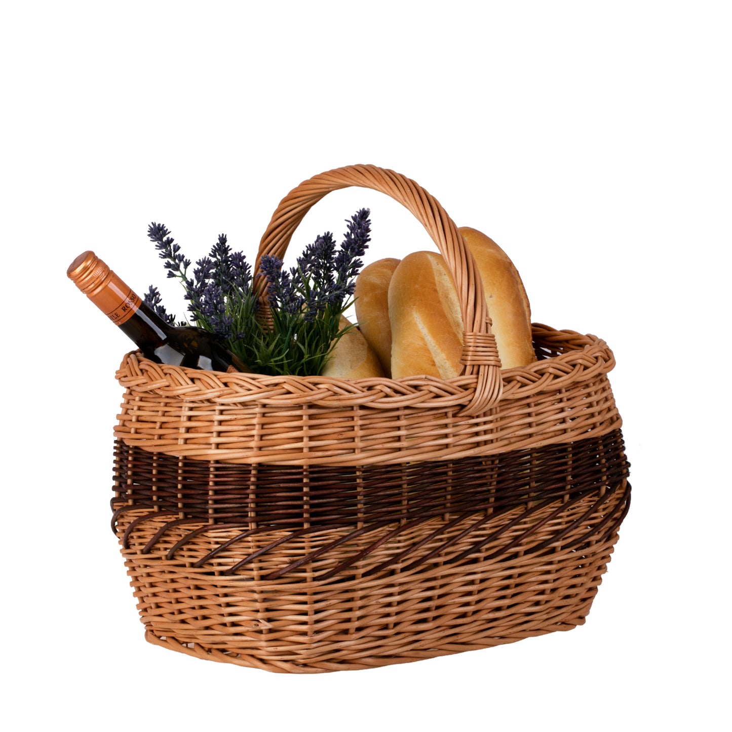 Walburga boodschappentas met rieten handvat