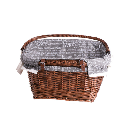 Magnus wicker bicycle basket with leather straps and trim TheWickerStories