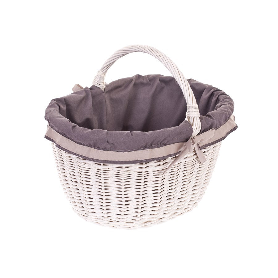 Walerissa panier de courses avec poignée en osier et doublure grise