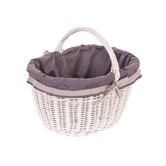 Walerissa pirkinių krepšys su pintu rankena ir pilku pamušalu TheWickerStories