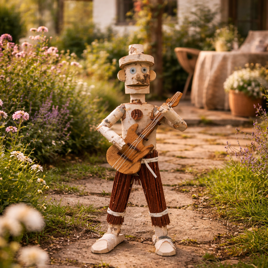 wooden decorative figurine made of birch for the garden