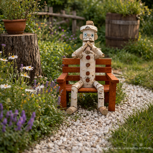wooden decorative figurine made of birch for the garden
