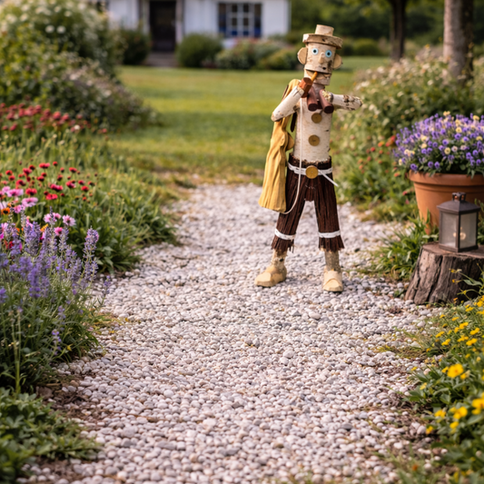 decorative wooden birch figurine for the garden