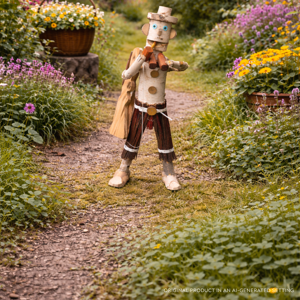 Lignum decorative wooden birch figurine for the garden TheWickerStories