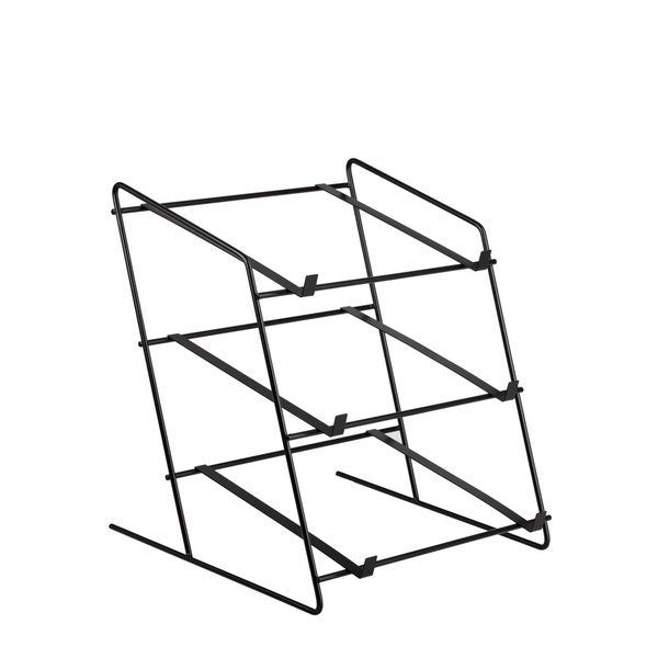 Tiforia Rieten toonbankdisplay met drie manden op een metalen frame