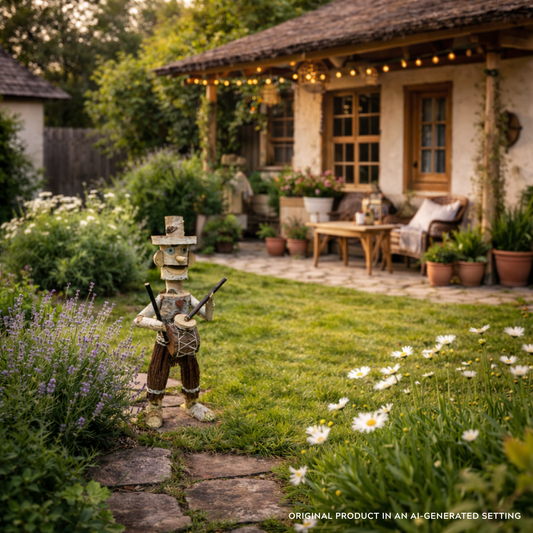 wooden decorative birch figurine for the garden