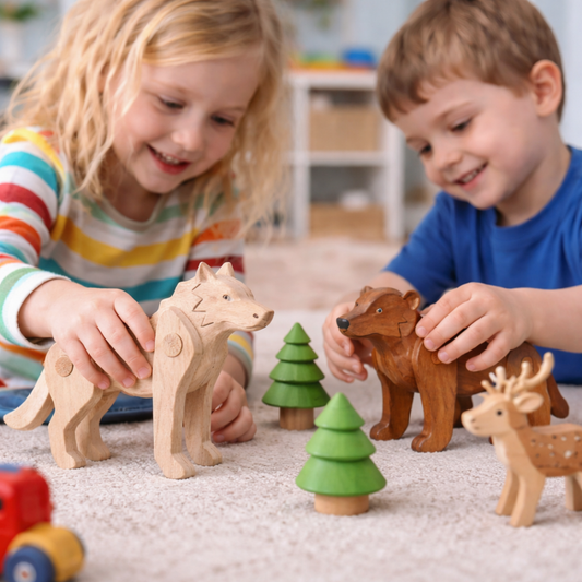 loup en bois – jouet éducatif mobile pour enfants