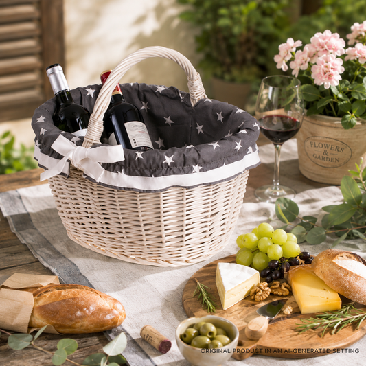 Walerissa cesto de compras em vime, cesto para cogumelos e piqueniques, cesto de presente decorativo com remate TheWickerStories