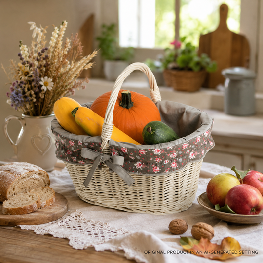 Walerissa cesto de compras em vime, cesto para cogumelos e piquenique, cesto de presente decorativo com acabamento TheWickerStories
