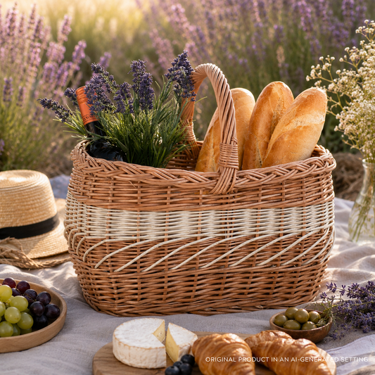 Walburga coș din nuiele pentru cumpărături, coș pentru ciuperci și picnic, coș decorativ pentru cadouri TheWickerStories