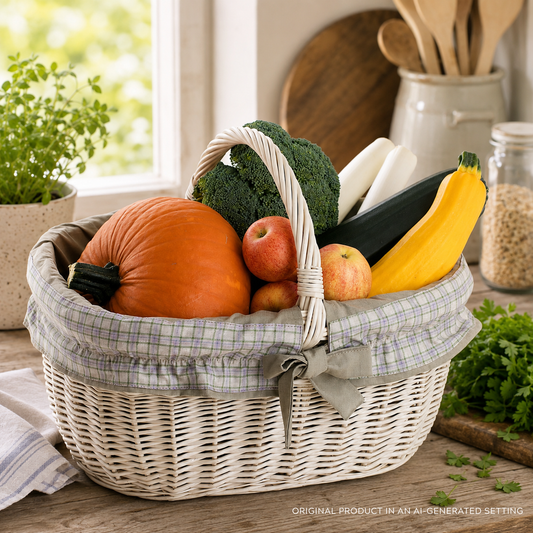 Wilhelmina cesta per la spesa in vimini, cesto per funghi e picnic, cesto regalo decorativo con bordatura TheWickerStories