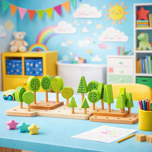 wooden trees – forest-building set for kids
