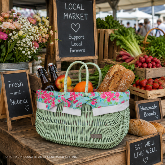 Werlissa wicker bag, women's handbag, picnic basket with handles and trim TheWickerStories