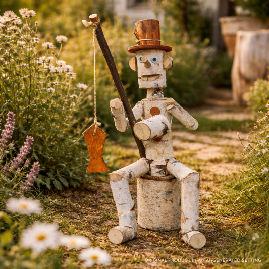 wooden decorative figurine made of birch for the garden