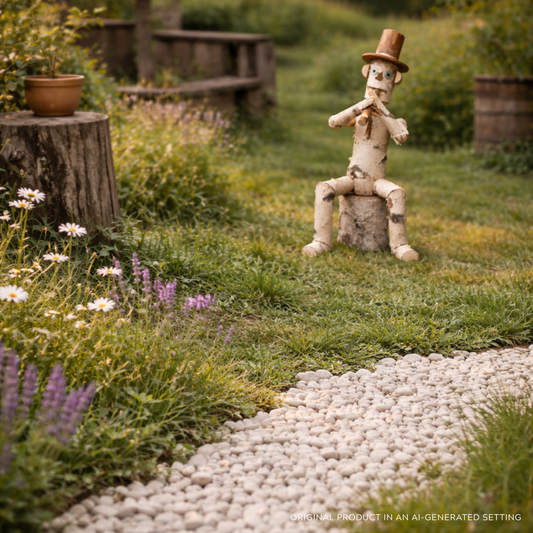 wooden decorative birch figurine for the garden
