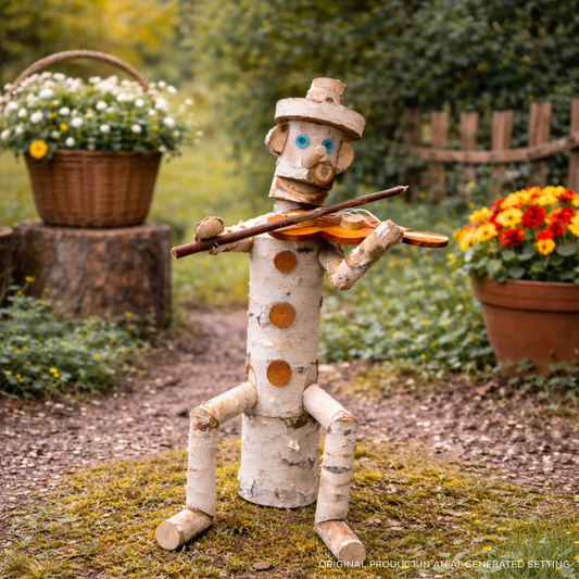 wooden decorative birch garden figurine