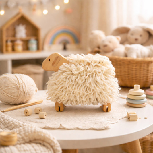 wooden sheep for weaving – DIY kit for kids
